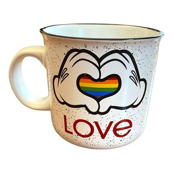 Disney Mickey Rainbow Heart Hands Pride Love Mug 20oz - Picture 11 of 11
